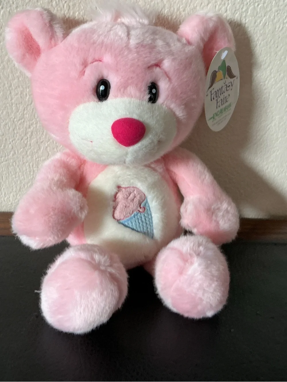 VTG Circus Circus Pink Ice Cream Cone Fakie Care Bear Plush Stuffed Animal